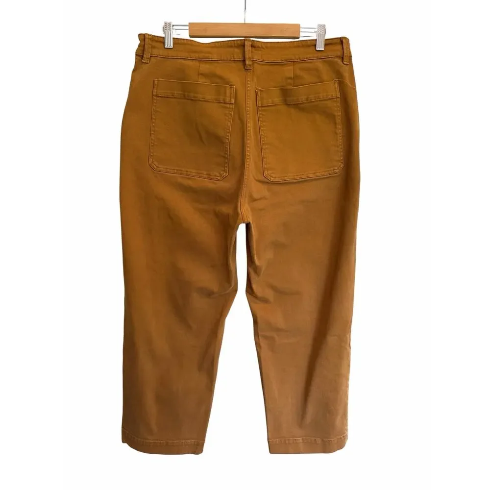 Everlane Women’s 16 Straight Leg Crop Pants Ultra High Rise Ochre Stretch Cotton